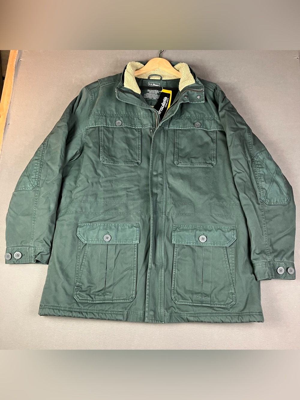 L.L.Bean Men's Size XL TALL Sherpa Lined Military Barn Jacket Green NWT!